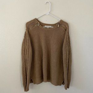 Tan MK Michael Kors Heavy Weight Cable Knit Sweater Size XL